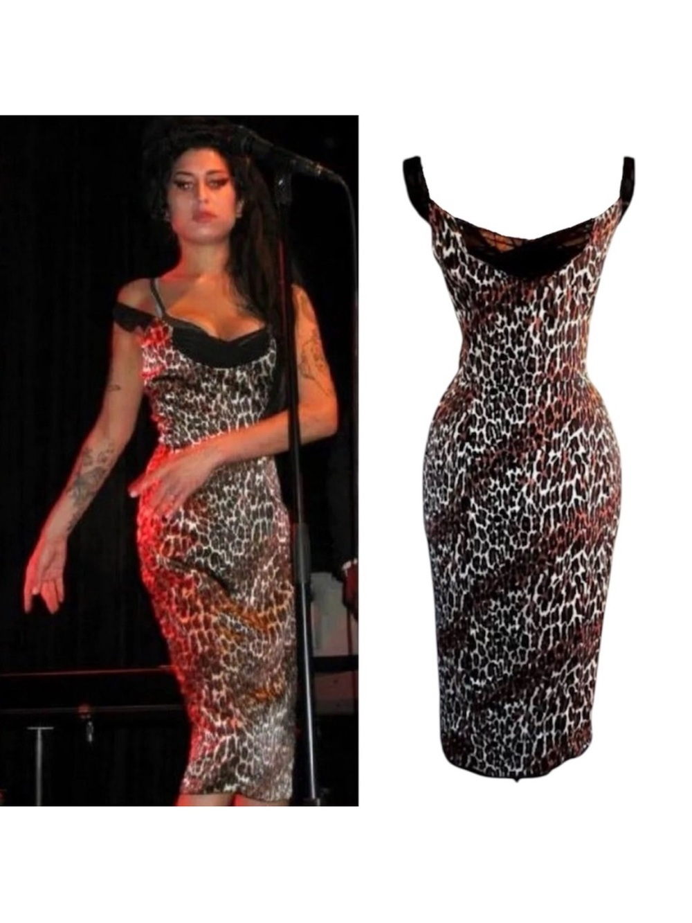 Archive Betsey Johnson Y2K Silk Leopard Dress Amy Winehouse ASO Rare Size 4
